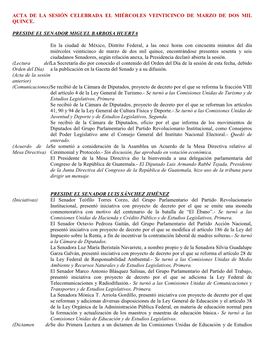 Acta De La Sesión Celebrada El Miércoles Veinticinco De Marzo De Dos Mil Quince