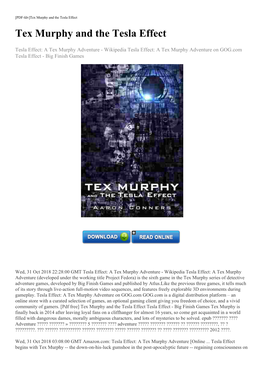 [Pdf Free] Tex Murphy and the Tesla Effect