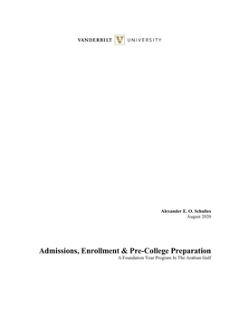 Admissions, Enrollment & Pre-College Preparation