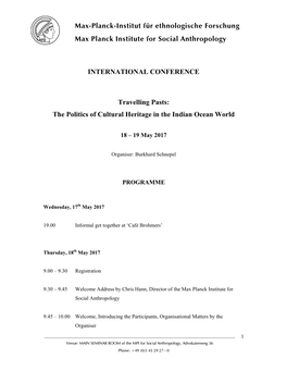 Max-Planck-Institut Für Ethnologische Forschung Max Planck Institute for Social Anthropology