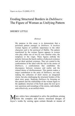 Eroding Structural Borders in Dubliners: the Figure of Woman As Unifying Pattern