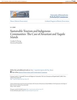 Sustainable Tourism and Indigenous Communities: the Ac Se of Amantaní and Taquile Islands Caroline S