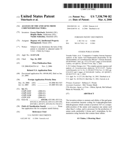 (12) United States Patent (10) Patent No.: US 7,338,790 B2 Thierbach Et Al