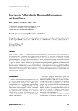 Gene Expression Profiling in Familial Adenomatous Polyposis Adenomas and Desmoid Disease