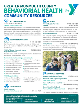 Behaviorial Health Community Resources