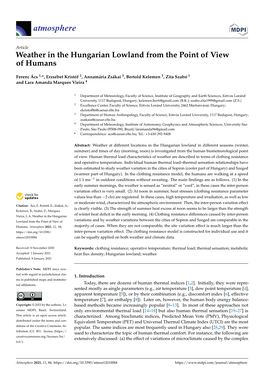 Weather in the Hungarian Lowland from the Point of View of Humans