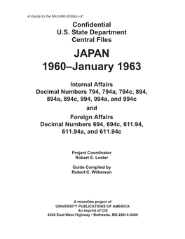 JAPAN 1960–January 1963