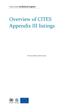 Overview of CITES Appendix III Listings