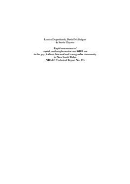 Rapid Assessment of Ghb and Crystal Meth Use in the Gay