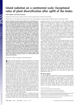 Island Radiation on a Continental Scale: Exceptional Rates of Plant Diversification After Uplift of the Andes