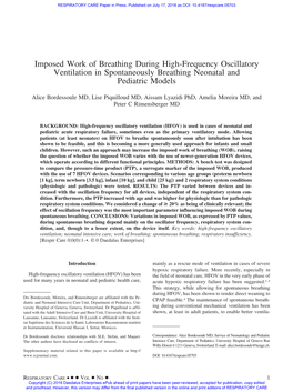 Imposed Work of Breathing During High-Frequency Oscillatory Ventilation in Spontaneously Breathing Neonatal and Pediatric Models