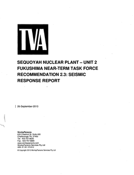 Seismic Response Report. All of the Walkdown Team Members Successfully Completed the EPRI Developed Training on NTTF Recommendation 2.3 - Seismic Walkdown Guidance