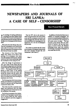 Newspapers and Journals of Sri Lanka: a Case of Self - Censorship
