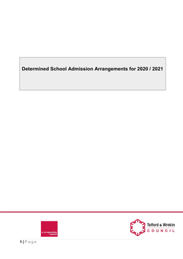 Determined School Admission Arrangements for 2020 / 2021