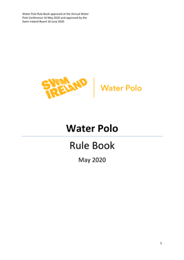 Water Polo Rule Book 0620