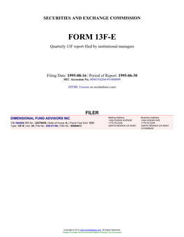 Form: 13F-E, Filing Date: 08/16/1995