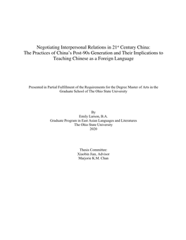 Negotiating Interpersonal Relations in 21St Century China