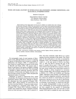 Wood and Bark Anatomy of Myricaceae: Relationships, Generic Definitions, and Ecological Interpretations