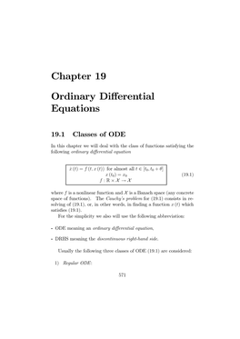 Chapter 19 Ordinary Di Erential Equations