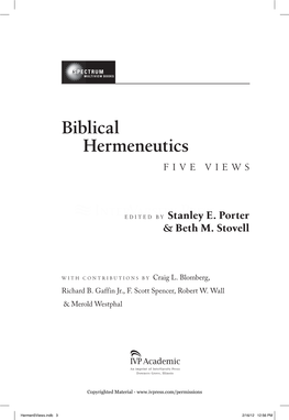 Biblical Hermeneutics Five Views