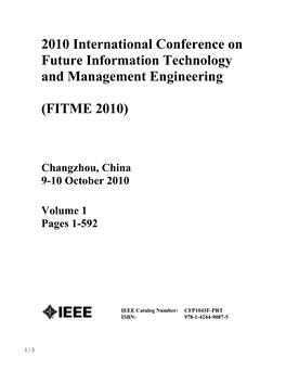 2010 International Conference on Future Information Technology and Management Engineering