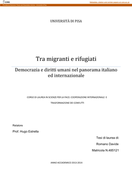Tra Migranti E Rifugiati Democrazia E Diritti Umani Nel Panorama Italiano Ed Internazionale