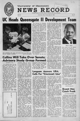 University of Cincinnati News Record. Friday, May 24, 1968. Vol. LV, No