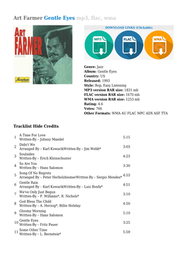 Art Farmer Gentle Eyes Mp3, Flac, Wma