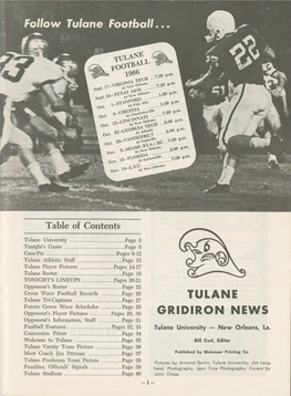 1966 Tulane Freshman Football Team