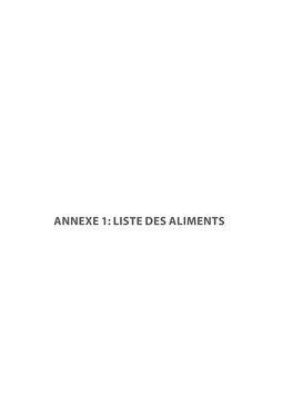 Annexe 1: Liste Des Aliments