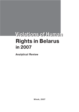 Violations of Human Rights in Belarus Violations of Human