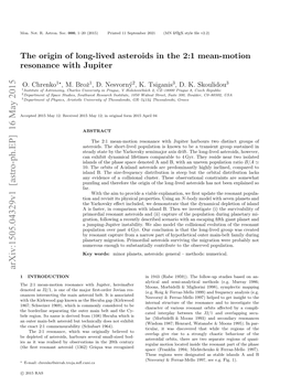 The Origin of Long-Lived Asteroids in the 2: 1 Mean-Motion Resonance with Jupiter