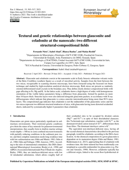 Textural and Genetic Relationships Between Glauconite and Celadonite at the Nanoscale: Two Different Structural-Compositional ﬁelds