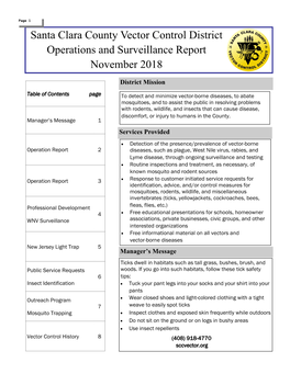 Operations and Disease Surveillance Report