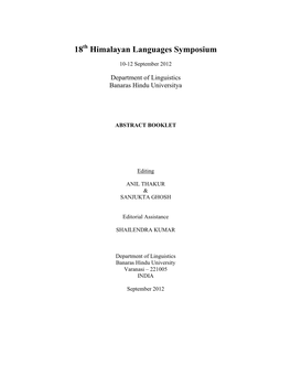 18 Himalayan Languages Symposium