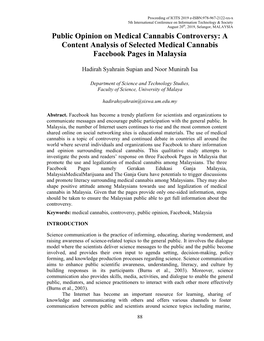 Public Opinion on Medical Cannabis Controversy: a Content Analysis of Selected Medical Cannabis Facebook Pages in Malaysia