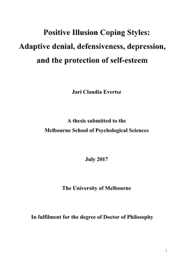 Positive Illusion Coping Styles: Adaptive Denial, Defensiveness, Depression