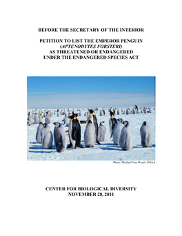 2011 Endangered Species Act Petition for Emperor Penguin