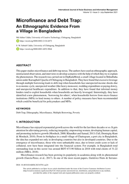 Microfinance and Debt Trap: an Ethnographic Evidence from a Village in Bangladesh