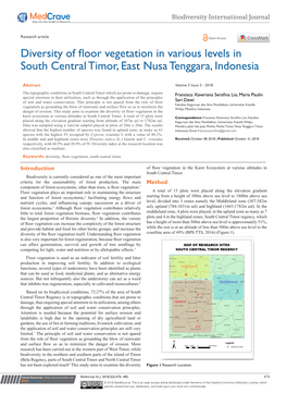 Diversity of Floor Vegetation in Various Levels in South Central Timor, East Nusa Tenggara, Indonesia