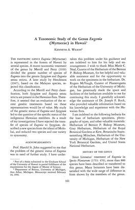 A Taxonomic Study of the Genus Eugenia (Myrtaceae) in Hawaii1