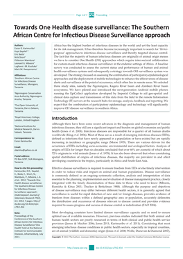 Towards One Health Disease Surveillance: the Southern African Centre for Infectious Disease Surveillance Approach