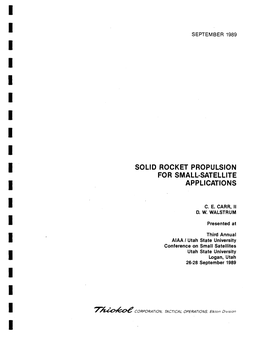 Solid Rocket Propulsion for Small-Satellite Applications I C