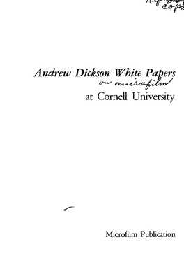 Andrew Dickson Whi!E P Agerf Cr-V~~ at Cornell University