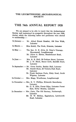 THE 74Th ANNUAL REPORT 1928