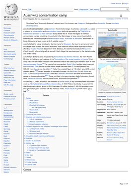 Auschwitz Concentration Camp from Wikipedia, the Free Encyclopedia Coordinates: 50°02′09″N 19°10′42″E