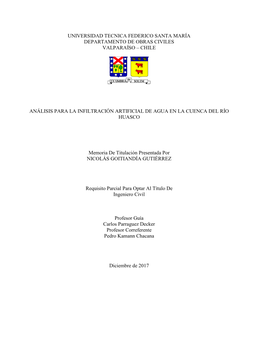 Universidad Tecnica Federico Santa María Departamento De Obras Civiles Valparaíso – Chile Análisis Para La Infiltración Ar