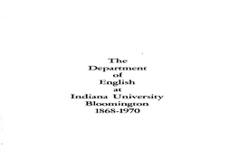 The Department of English at Indiana University Bloomington 1868-1970 J 1 Advertisement in the Indiana Journal, March 6, 1827