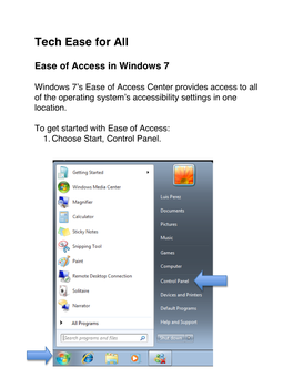 Ease of Access in Windows 7