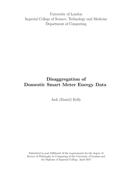 Disaggregation of Domestic Smart Meter Energy Data